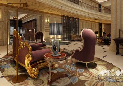 Nowoczesne wnętrze lobby hotelowego