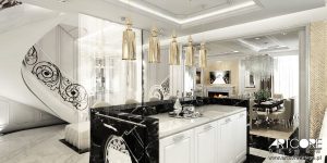 Projektowanie wnetrz w stylu glamour salon i kuchnia k