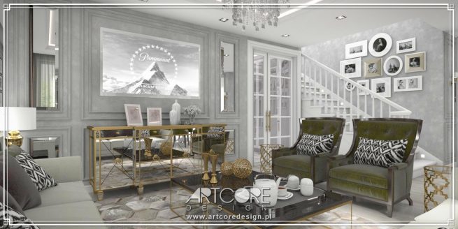 projekt wnętrza eleganckiego salonu