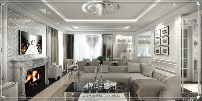 4 wnętrze klasycznego domu glamour w warszawie