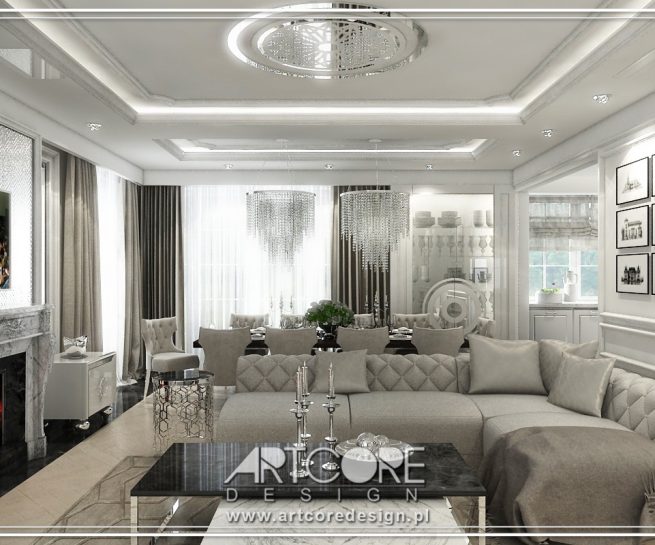 4 wnętrze klasycznego domu glamour w warszawie