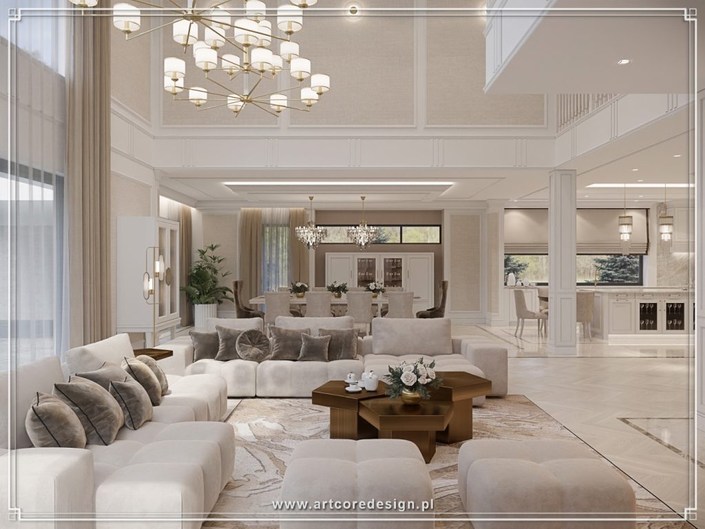 Architekt wnętrz Kępno - nowoczesny projekt salonu w wysokim standardzie