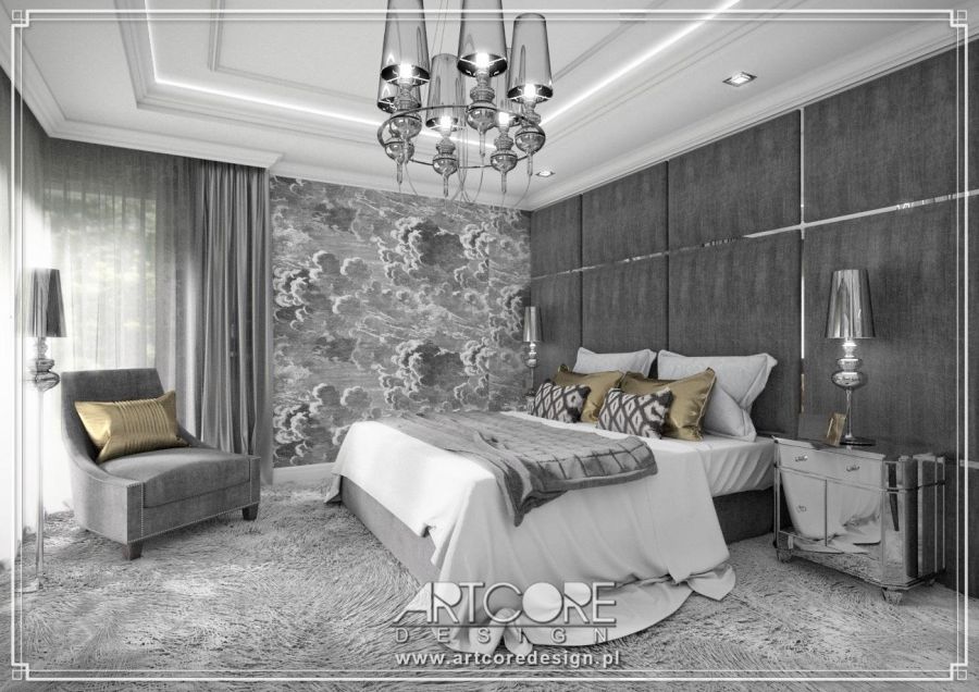 projekt luksusowej sypialni elegancki wystrój wnętrza w stylu glamour