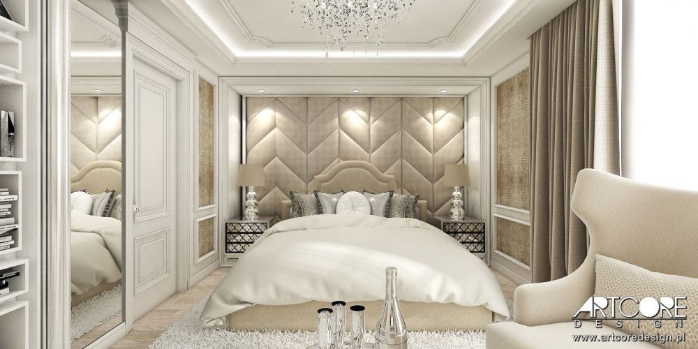 sypialnia glamour projektowanie wnętrz warszawa kraków