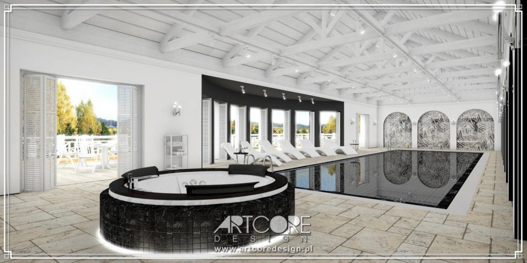 projekt wnętrza luksusowego basenu z jacuzzi