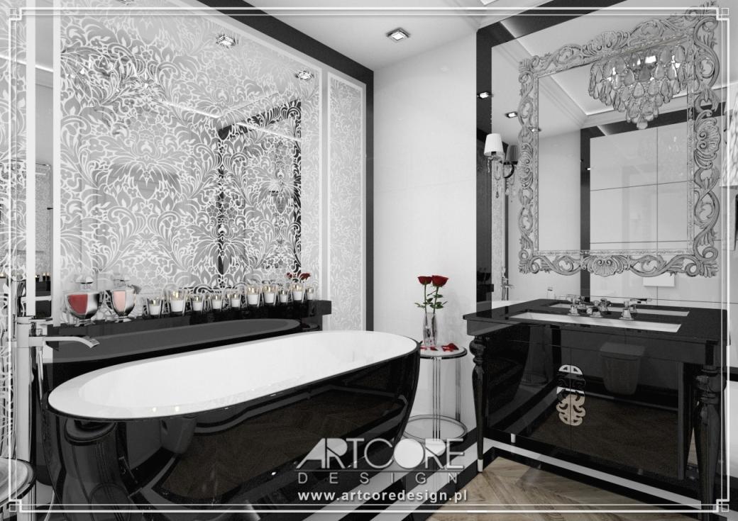 projekt luksusowa łazienka czarno białej łazienki glamour architekt wnętrz
