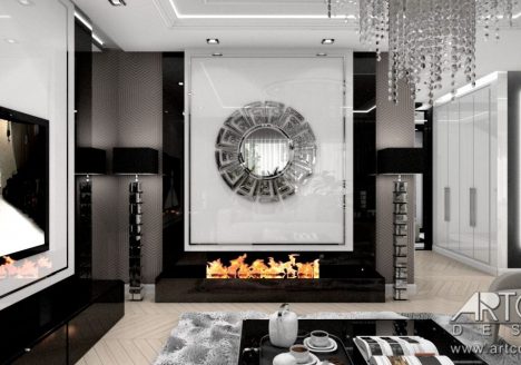 biokominek w domu projekt wnętrza