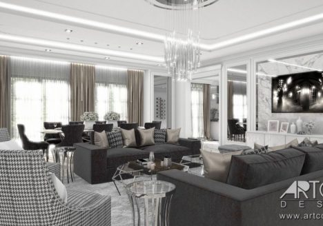 wnętrze salonu glamour inspiracja