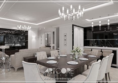 projekt wnętrza w stylu modern classic