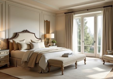 Odkryj sypialnię w stylu old money, gdzie elegancja spotyka komfort w wyjątkowym projekcie.