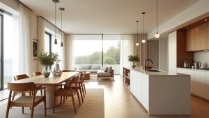 Odkryj harmonię stylu japandi w nowoczesnym wnętrzu, które zachwyca minimalistycznym designem. Architekt łączy funkcjonalność z estetyką.