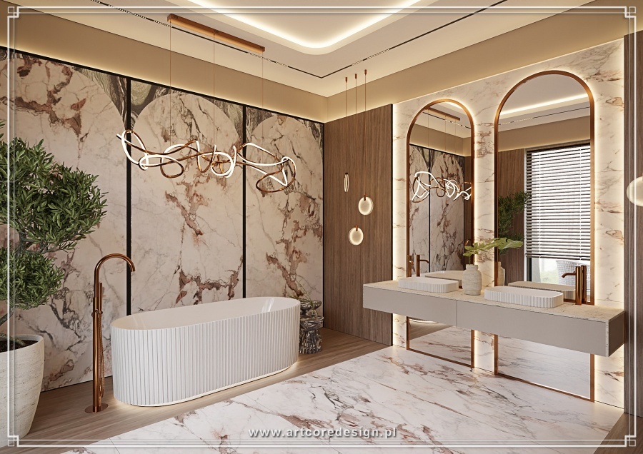 Odkryj, jak architekt wnetrz warszawa stworzył unikalny projekt łazienki z eleganckimi detalami.