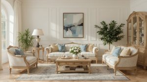 4 jasny salon prowansalski projekt