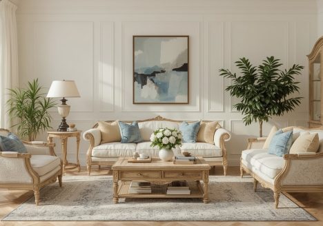 4 jasny salon prowansalski projekt