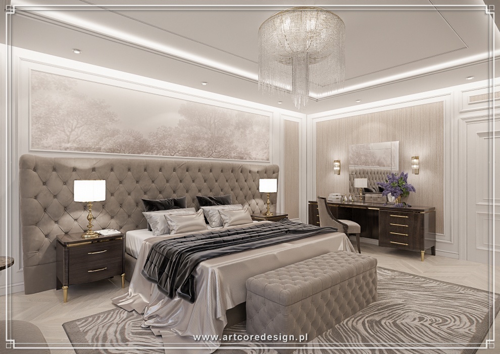 Odkryj wyjątkowe projektowanie wnętrz w Lublinie. Zainspiruj się elegancką sypialnią zaprojektowaną przez architekta.