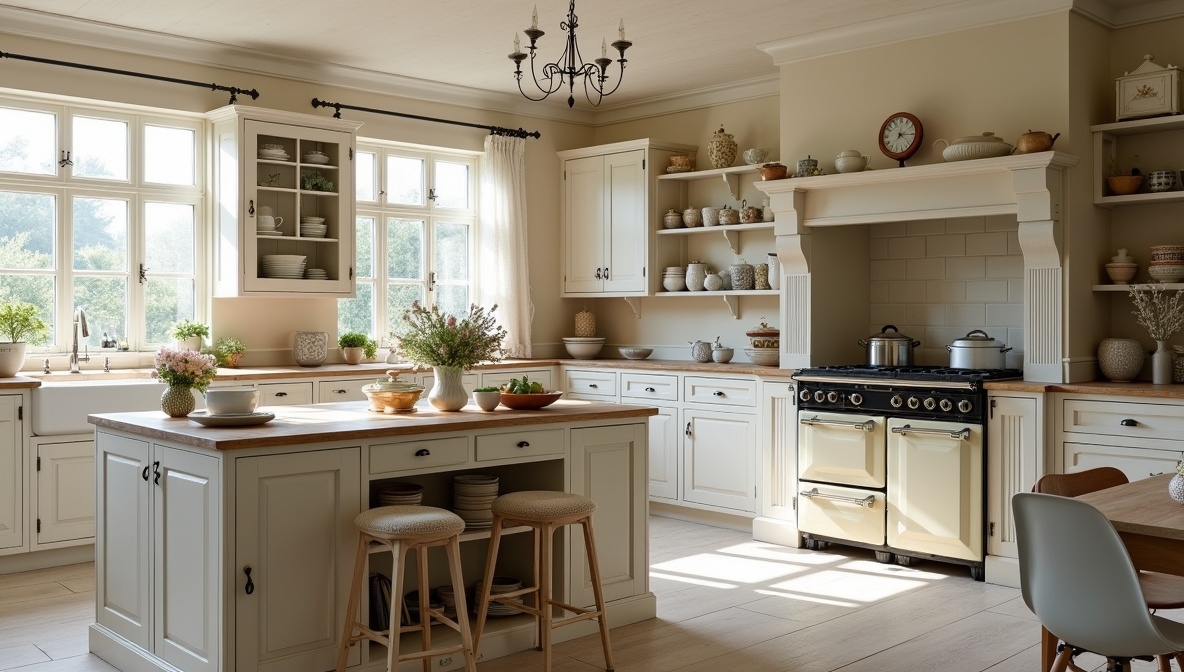 Odkryj urok kuchni shabby chic, gdzie architektura łączy się z naturalnym stylem. Idealne miejsce na relaks.
