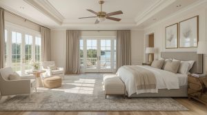 sypialnia projekt w stylu hamptons