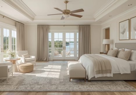 sypialnia projekt w stylu hamptons